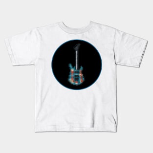 Tiled Pixel Armed and Homeless Guitar in a Black Circle Kids T-Shirt